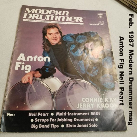 Feb. 1987 Modern Drummer mag Anton Fig Neil Peart - Picture 1 of 8
